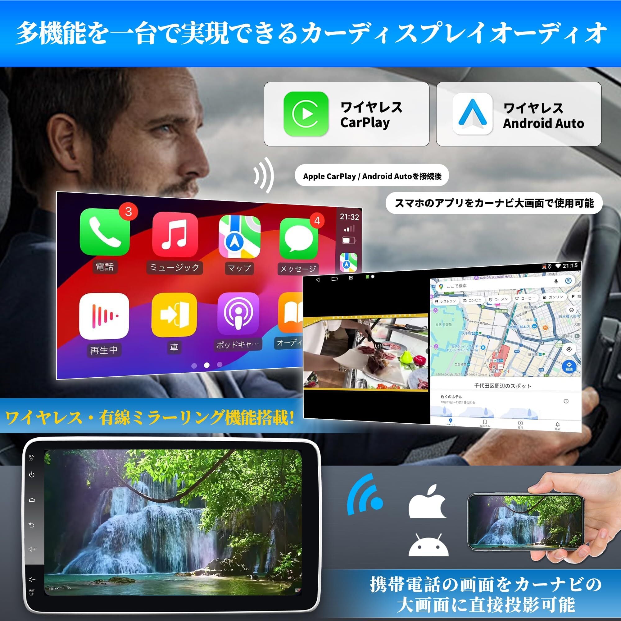 2din ディスプレイオーディオ 10インチ アンドロイドナビ 8コア 4GB