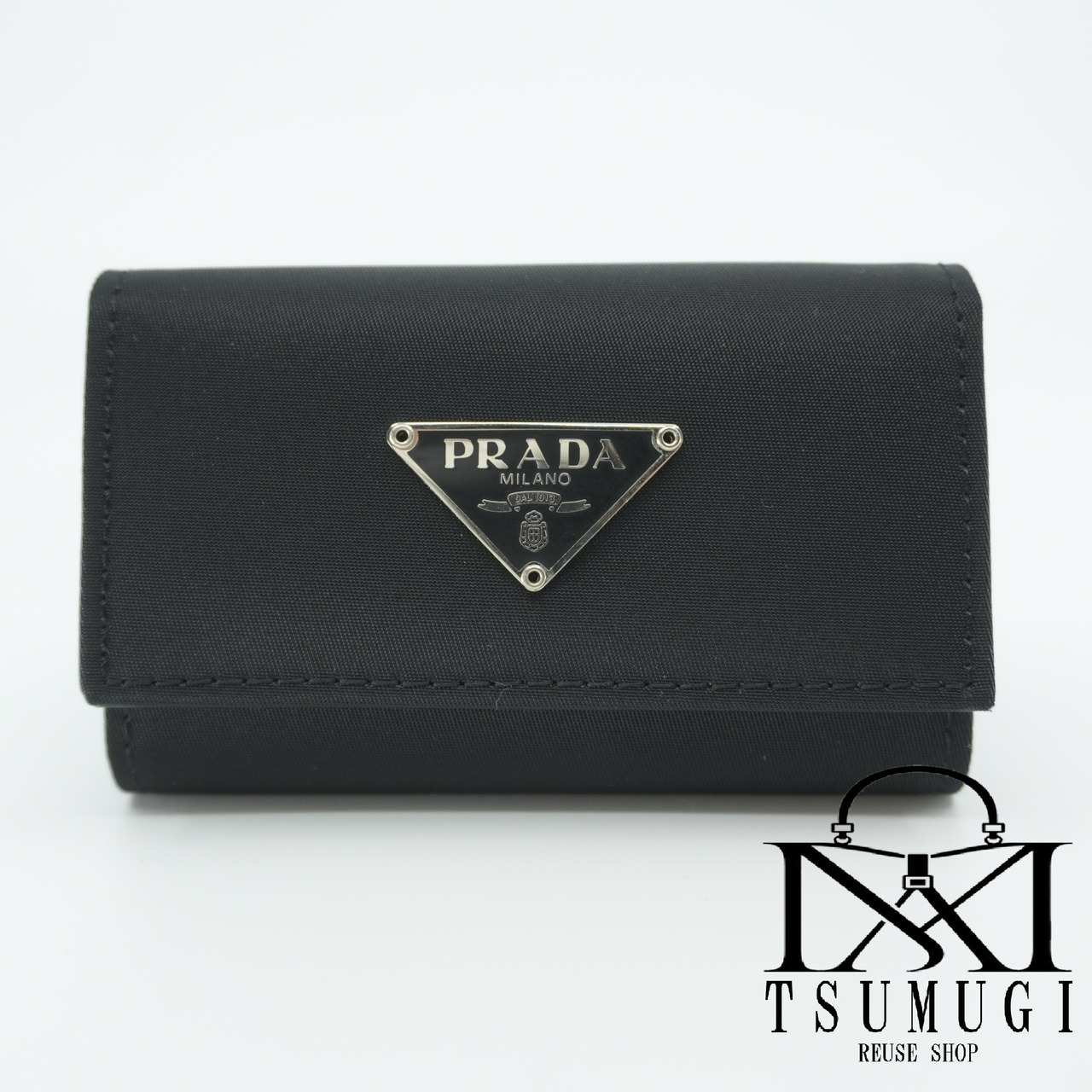 PRADA プラダ サフィアーノ テスート×レザー キーケース 68