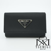 PRADA プラダ サフィアーノ テスート×レザー キーケース 68