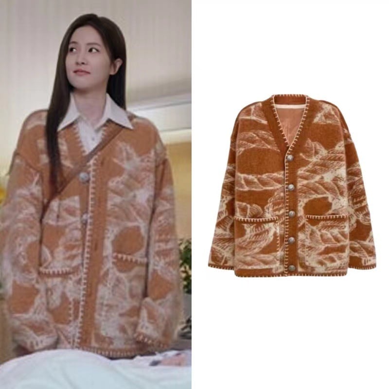 【新作】【送料無料】 愛を込めてキャンプ、Bailu Tanjianと同じフレンチスタイルの怠惰なスタイルの女性用セータージャケット、秋冬のアウターウェアウールニットカーディガン 0334929589090