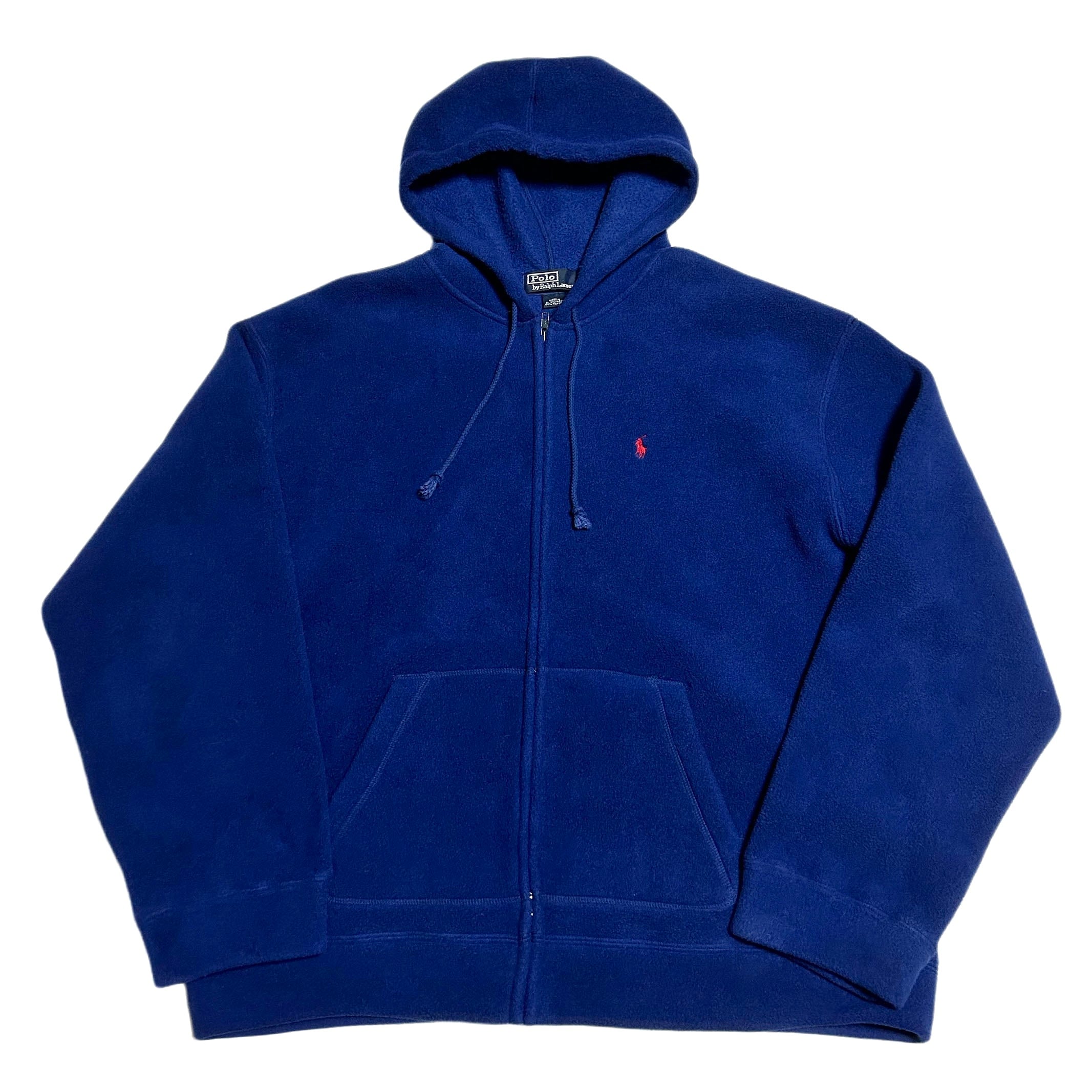 90s Polo Ralph Lauren ポロラルフローレン フリース フーデッド ジャケット ブルー【XL】ジップパーカー