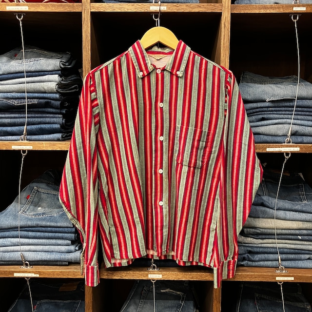 1950'S RED STRIPE 3POINT PRINT FLANNEL SHIRT