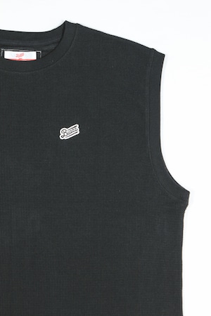 LOGO PATCH VEST RELAX WAFFLE [BLACK]