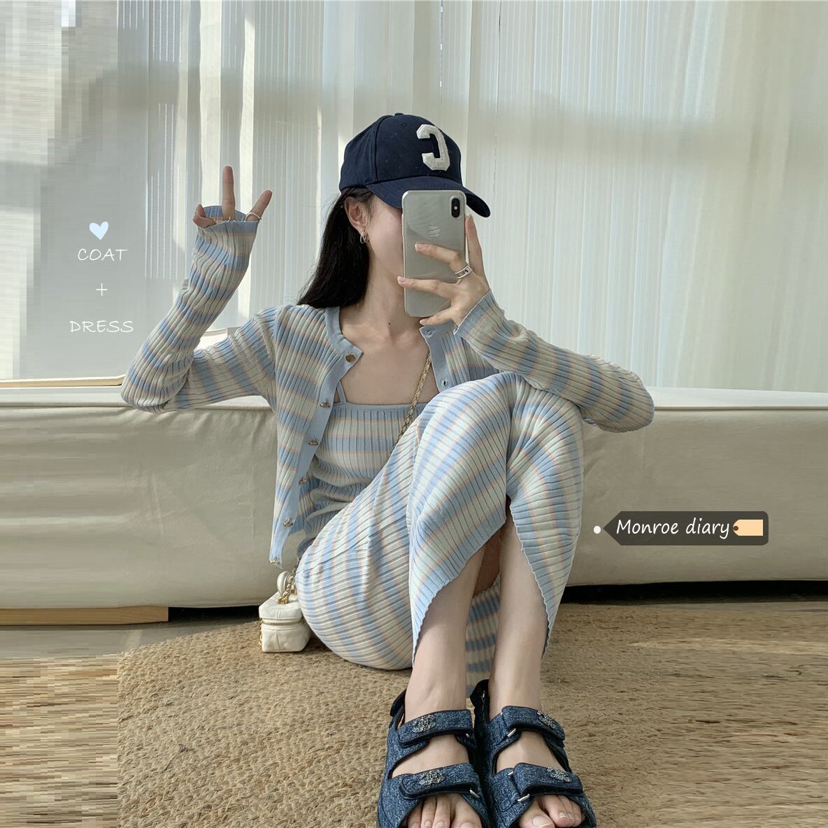 スタイルスタンダードオータムニットカーディガンスカート レトロ 秋物 モンロー74134718938