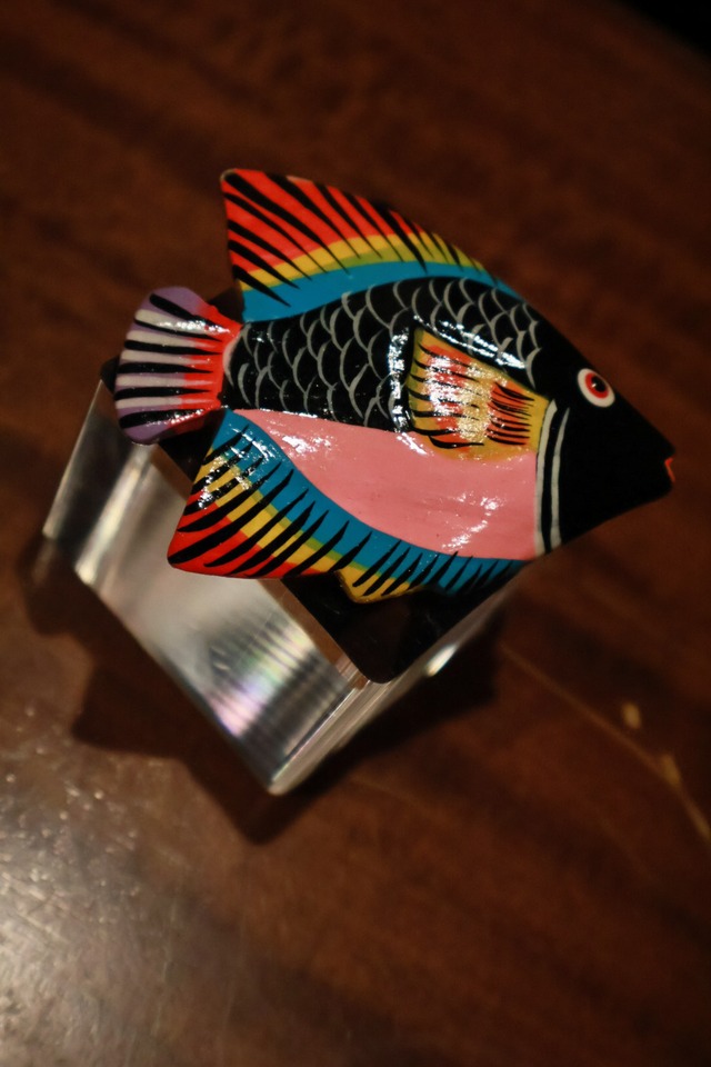 vintage wood fish brooch