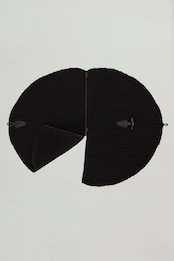 i’m here - Knit Snood(Crepe Wool-like) :Black|サークル状/片畦編み/ダブルジップ/ホーン・トグル/レザーパーツ