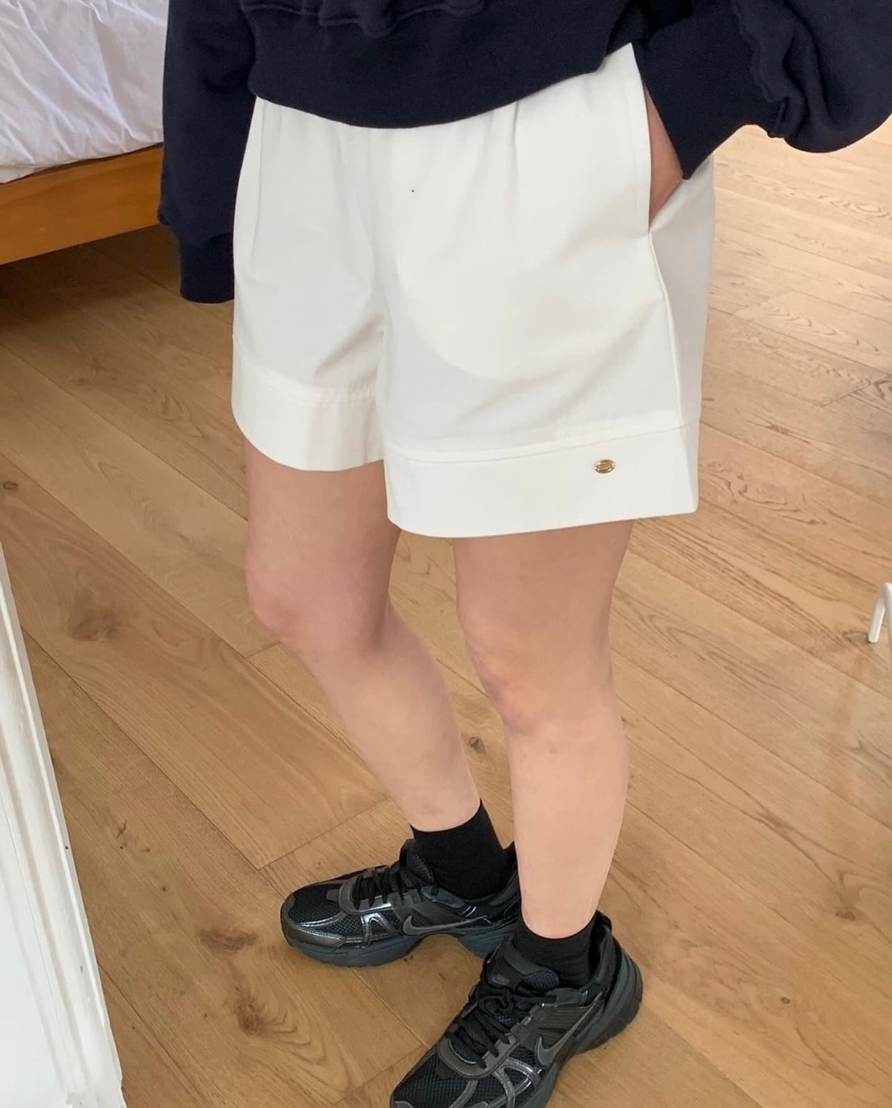 (即納)slub / plate charm short pants / 3color