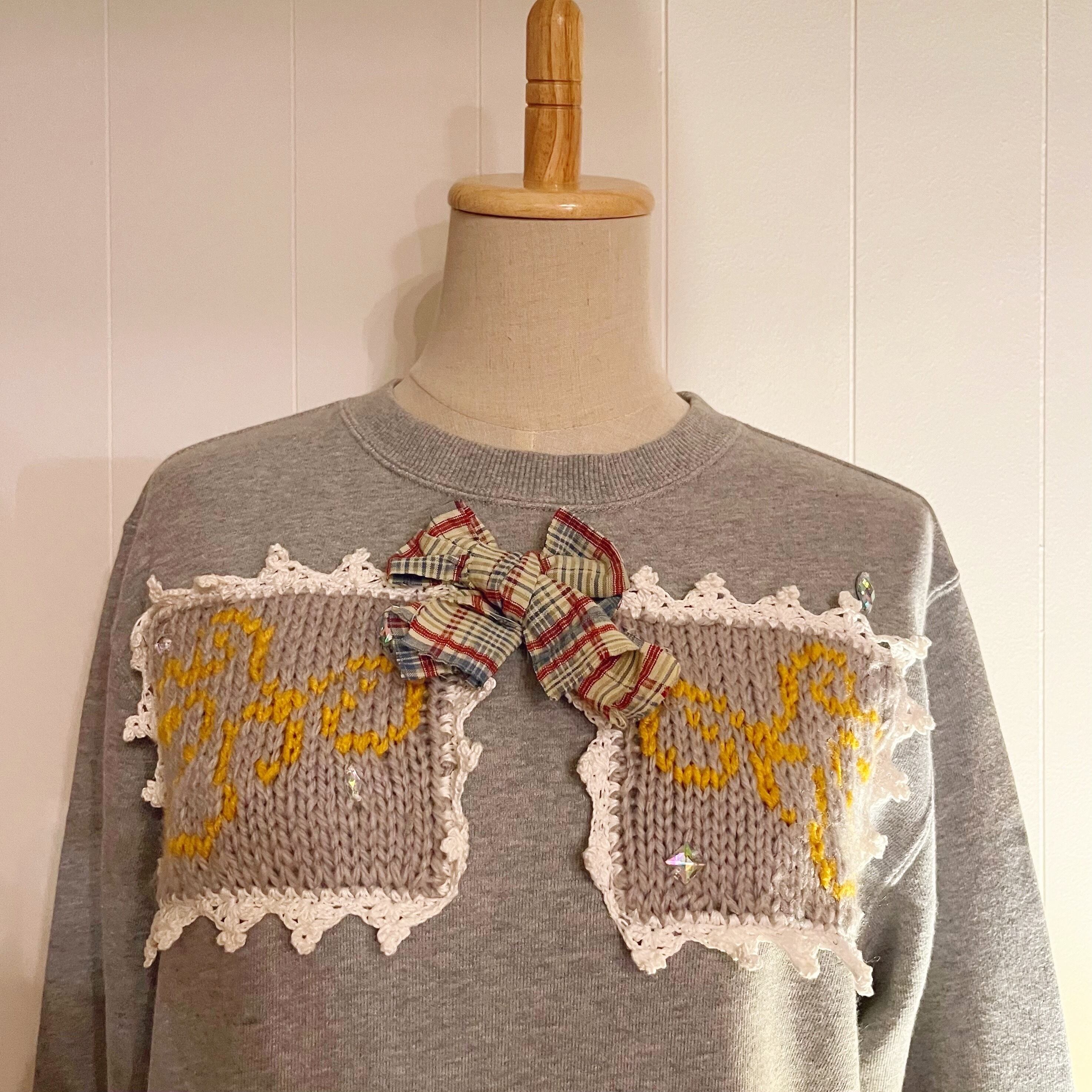 remake / side street light ribbon gray sweat