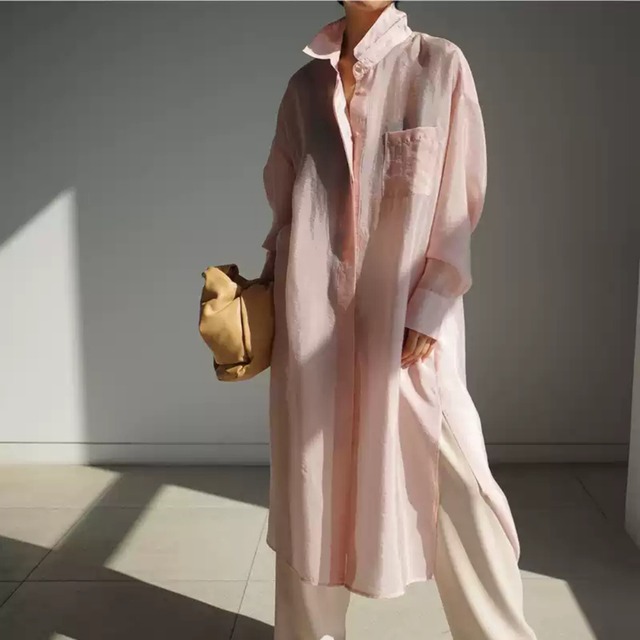 Urban Breeze Long Shirt Coat_BLUE I25137