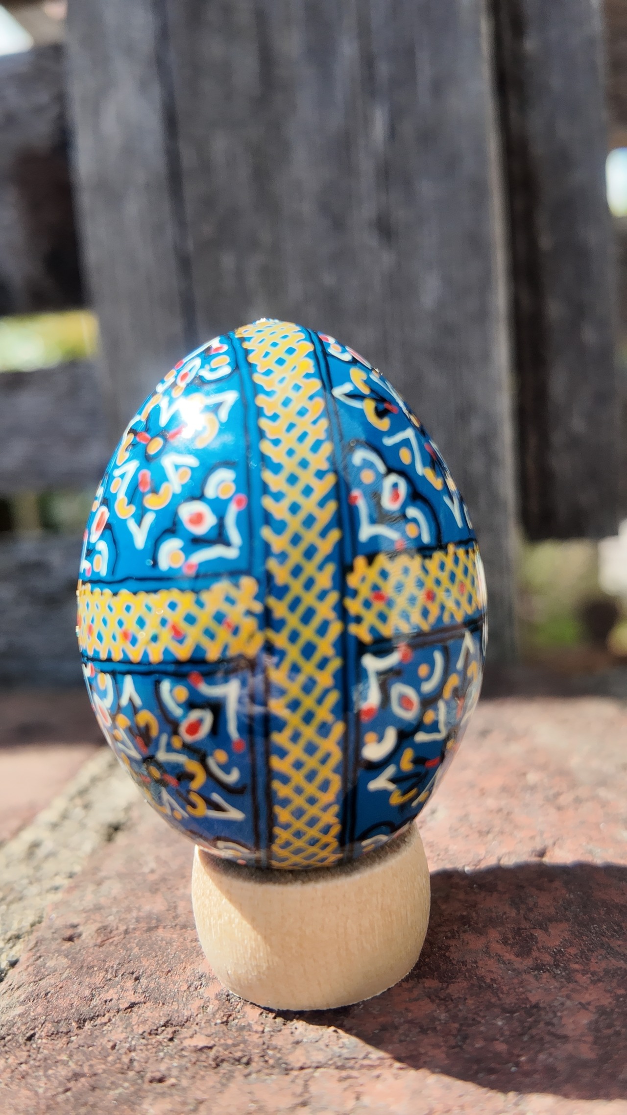 装飾用木製プィサンカ（イースターエッグ）with stand　コロミヤモデル - 3