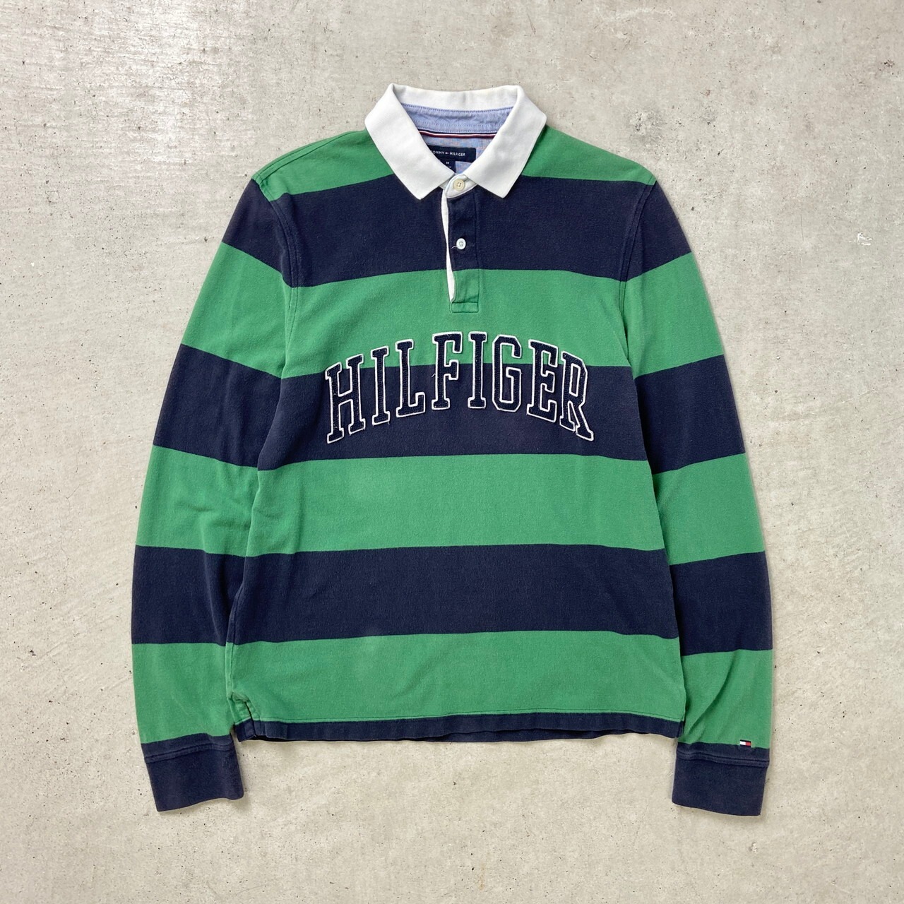 TOMMY HILFIGER トミーヒルフィガー ボーダー ロゴ刺繍 長袖ポロシャツ 