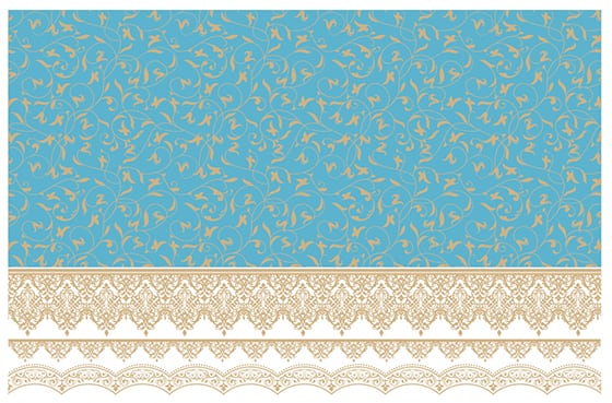 ガラス用】 アラベスク ブルー A3サイズ（ポーセリンアート用転写紙