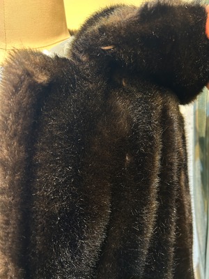 60's70's dark brown faux fur coat