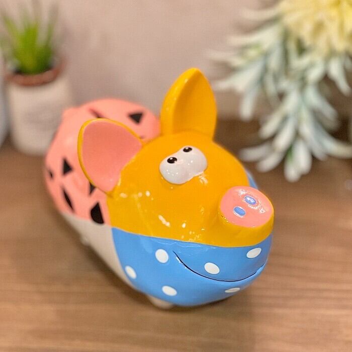 カラフルアニマル貯金箱 ブタ 豚 ぶた 金運 ポンピドゥ風 アート
