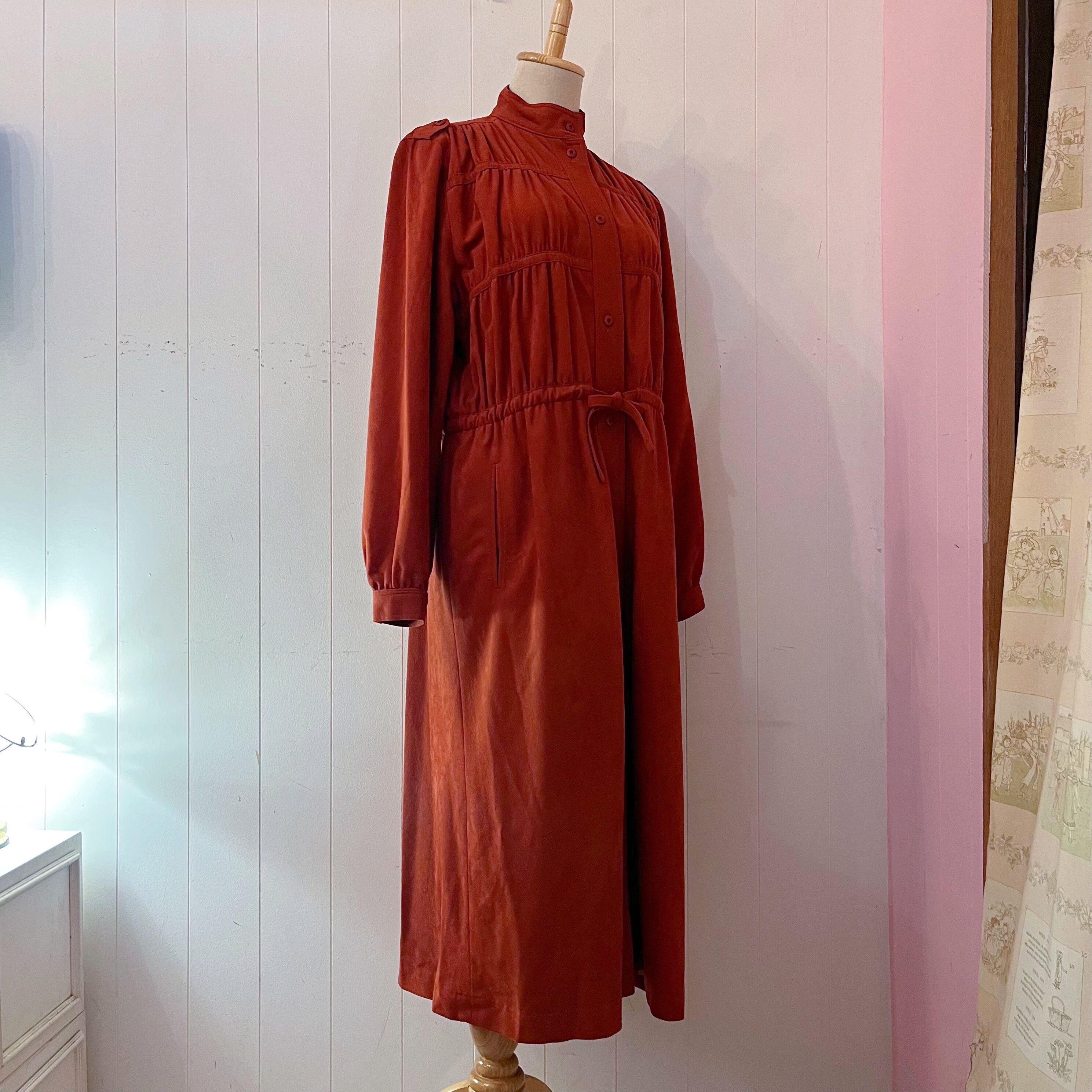 dark orange gather ribbon one-piece