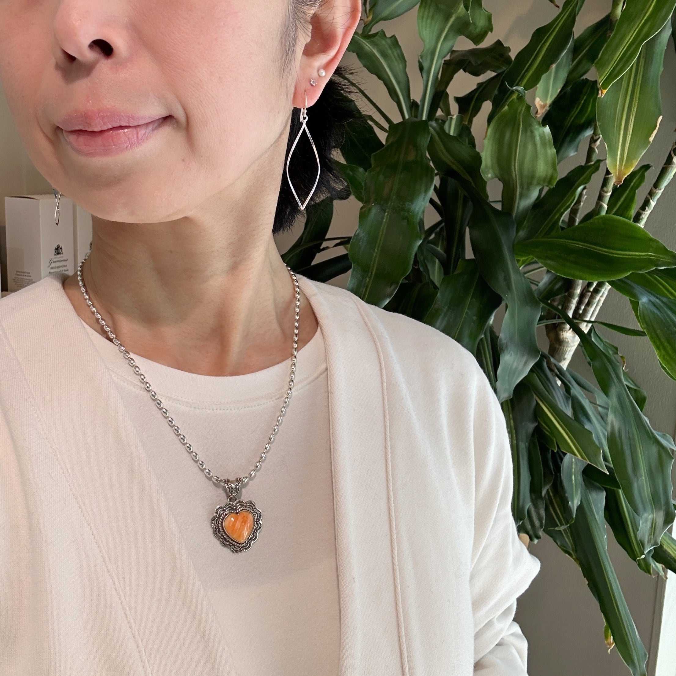 Indian Jewelry 》ハート スパイニー オイスター ペンダント