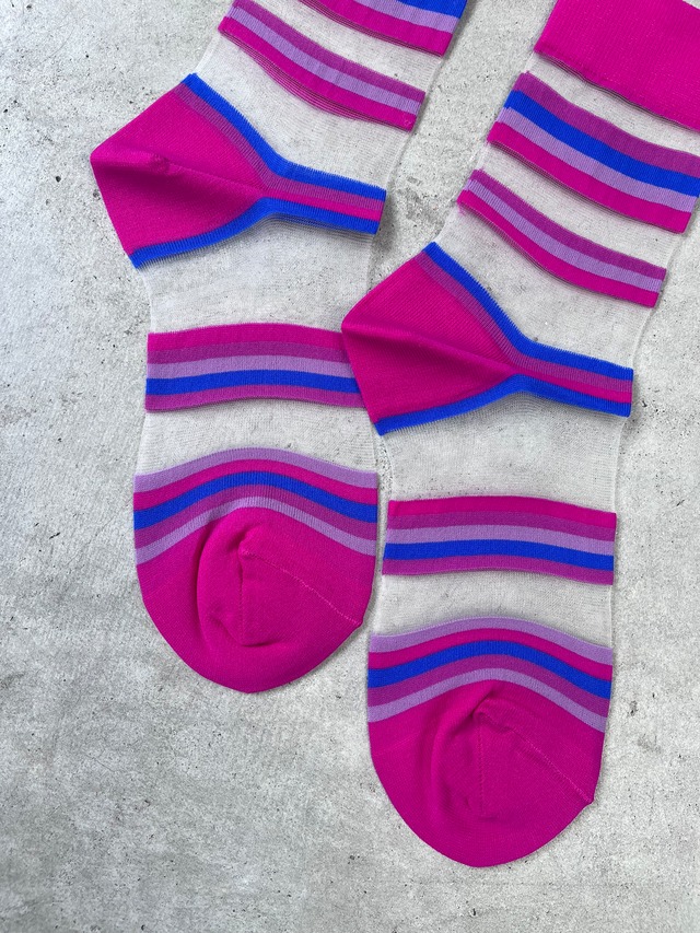 FAKUI / 【22-24cm】border see-through socks FK-256