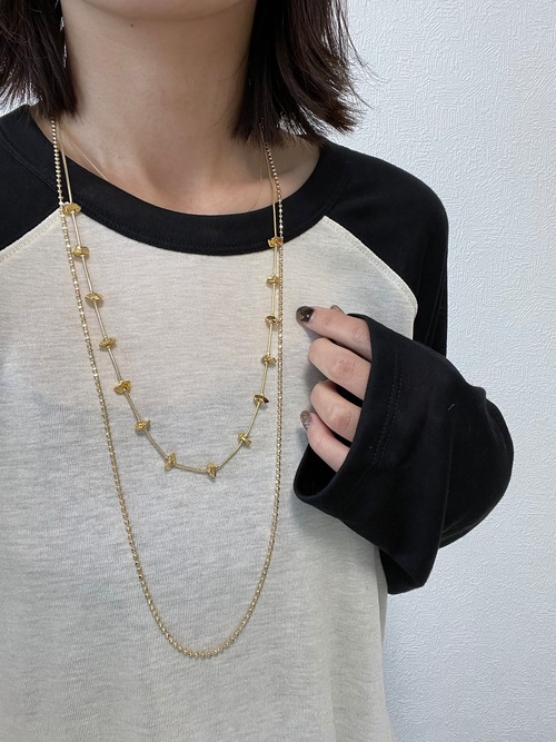 SET販売　ゴールドセット①crushed rock necklace long　② ball chain long necklace