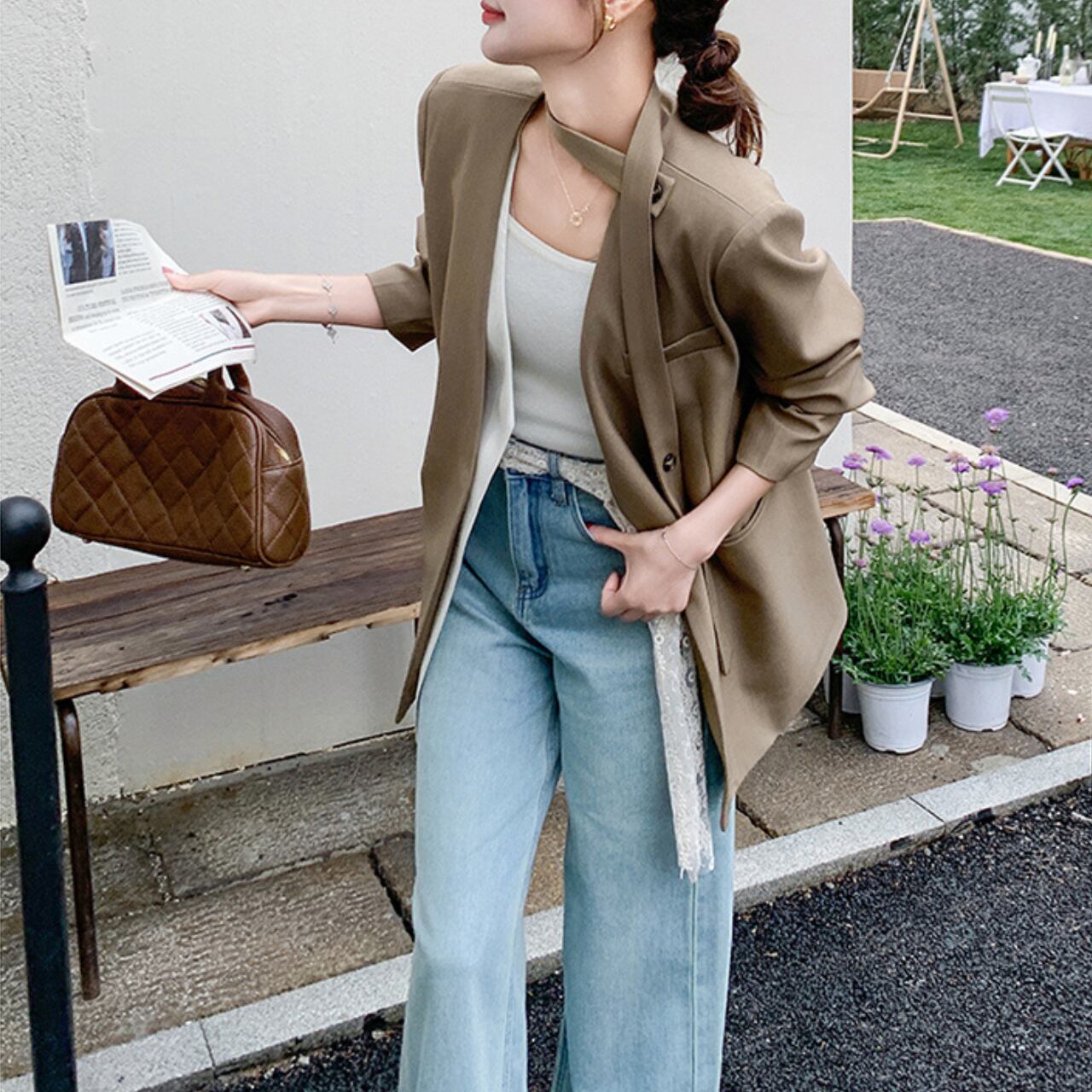 バイカラーテーラードジャケット m0009