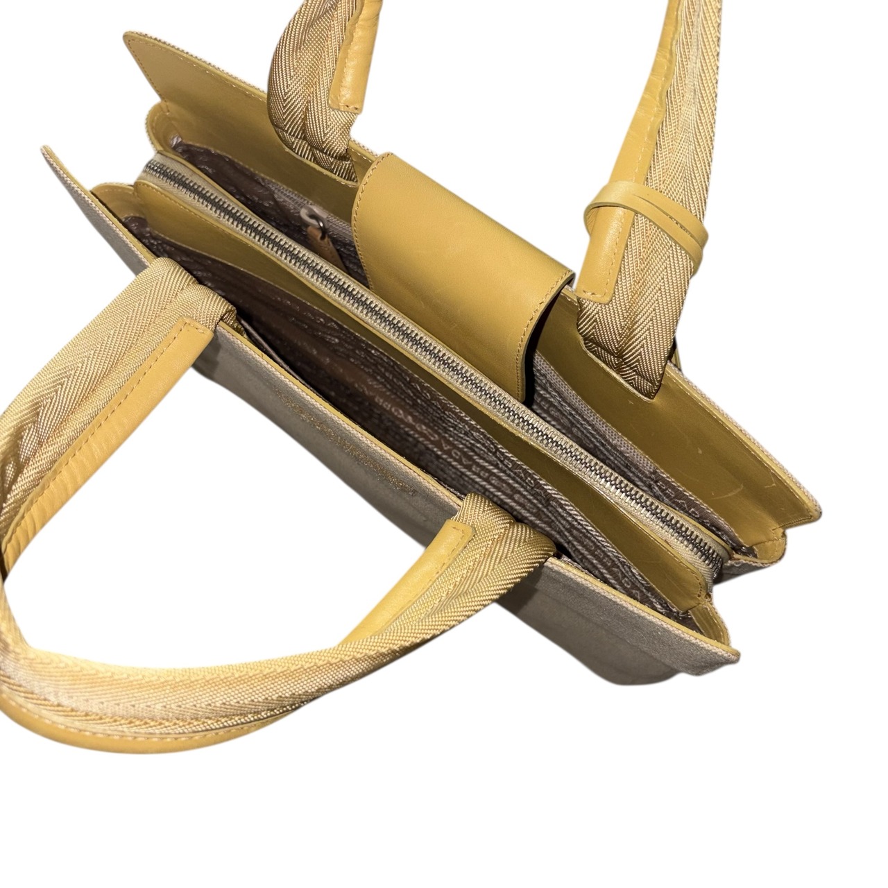 PRADA canvas × leather tote bag