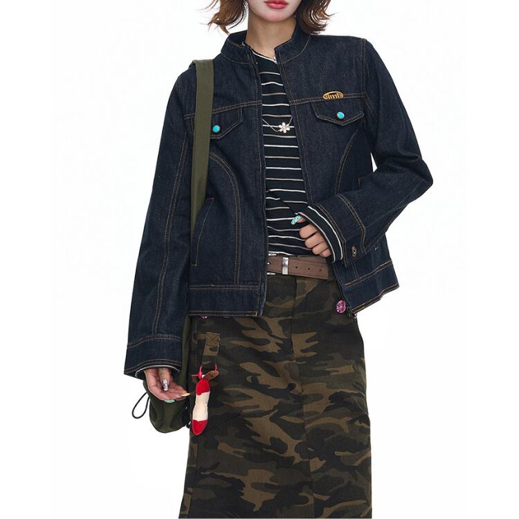 シャツカラー フロントジップ デニムジャケット L60010