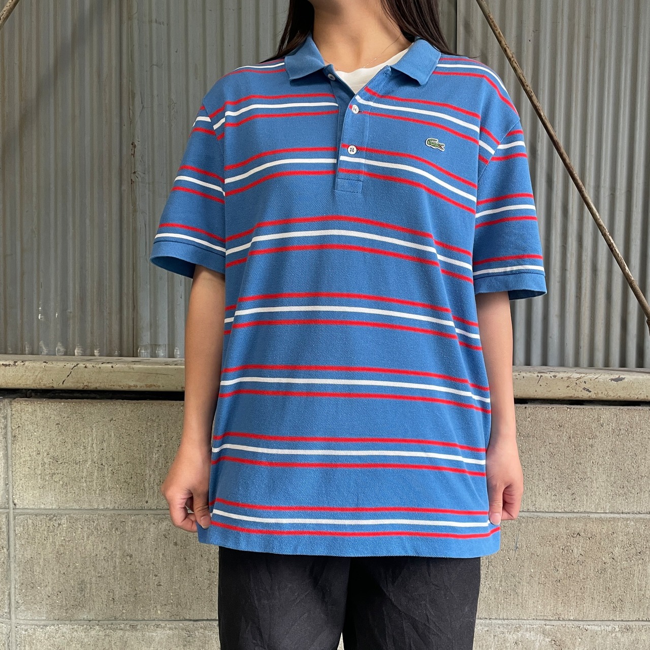 LACOSTE フレンチラコステ 鹿の子 ポロシャツ メンズL相当 古着 ワン 