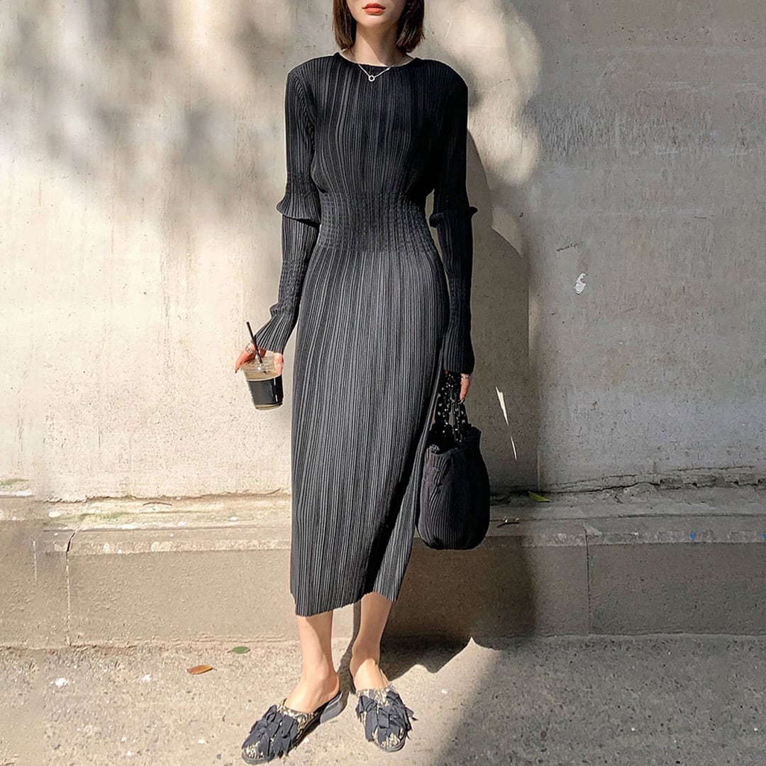 プリーツラインペンシルドレス K0132