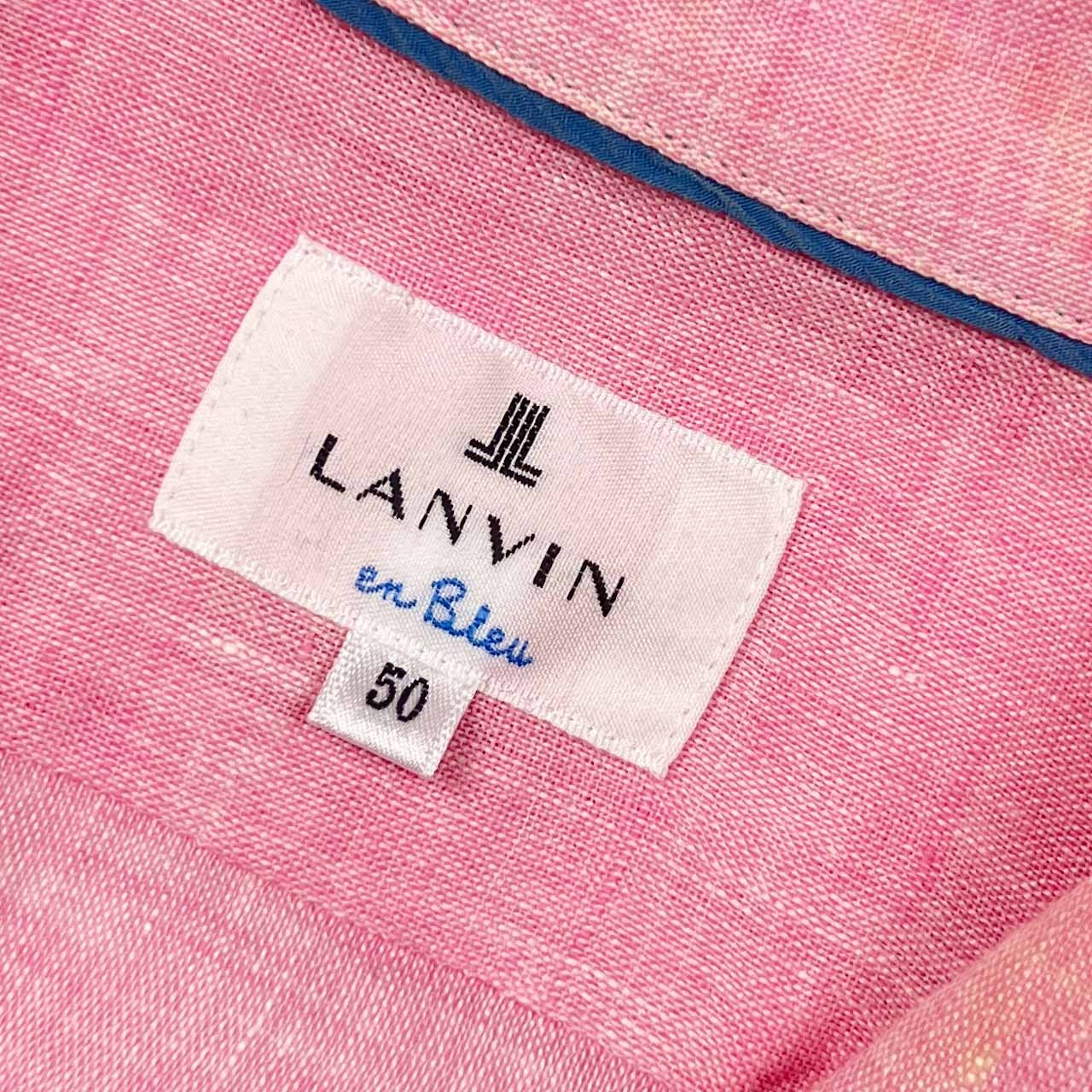 リネン100% LANVIN en Bleu ランバン オン ブルー 長袖 開襟シャツ 50/ピンク メンズ