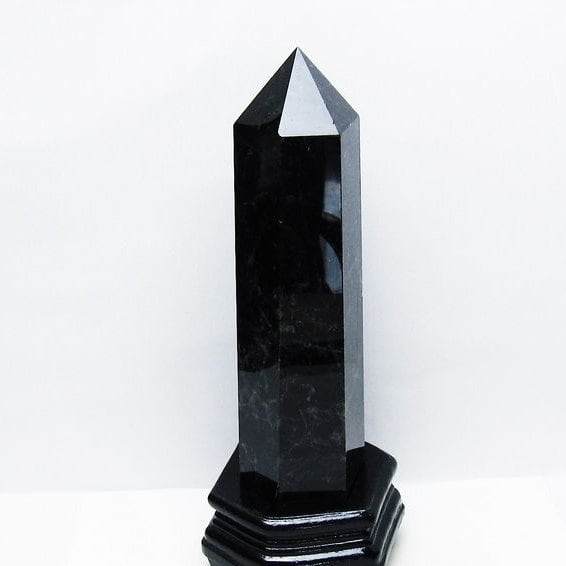 1.8Kg モリオン 黒水晶 六角柱 台座付属 一点物 152-4015