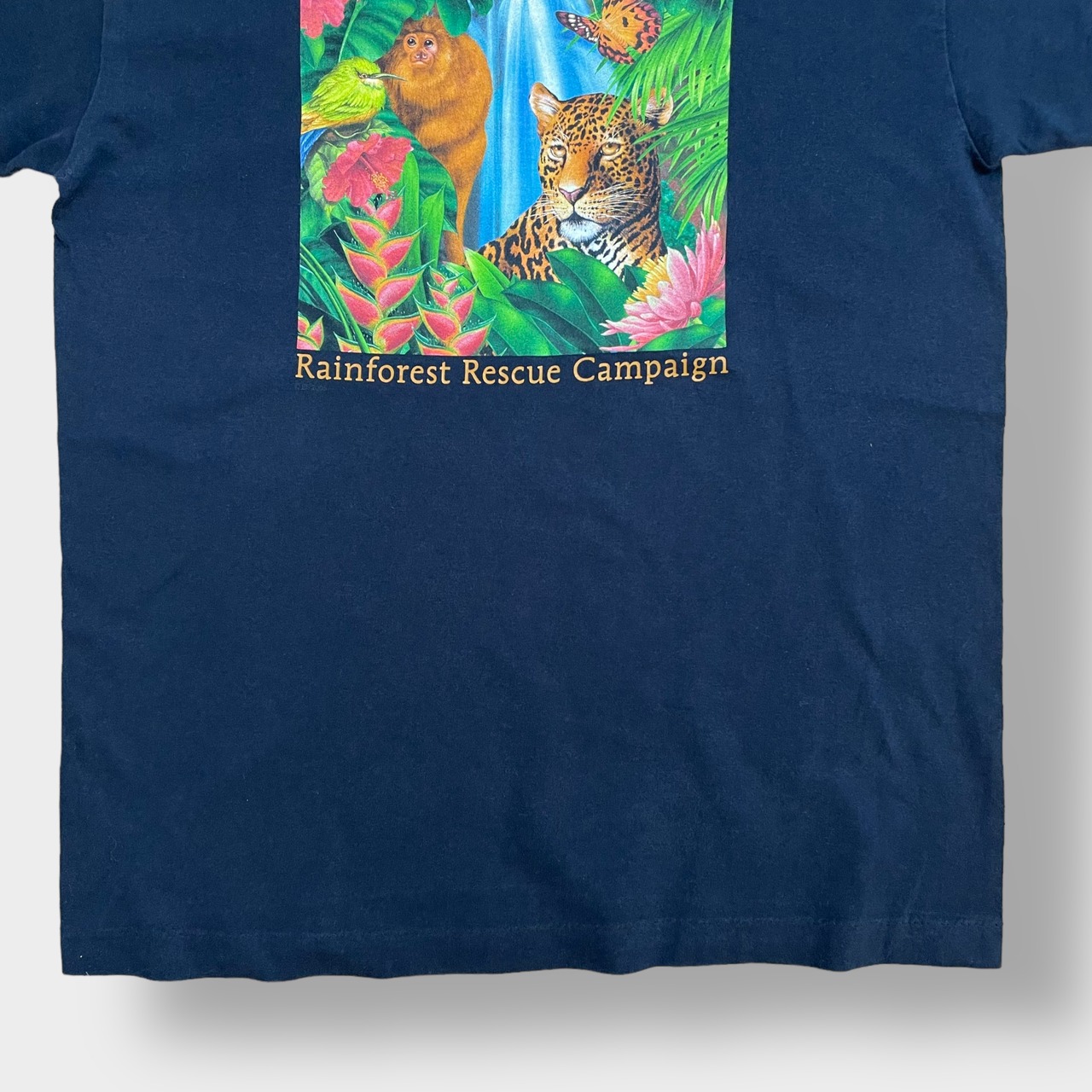 【ALORE】USA製 Tシャツ アニマルプリント シングルステッチ アローレ M ヒョウ ジャングル US古着