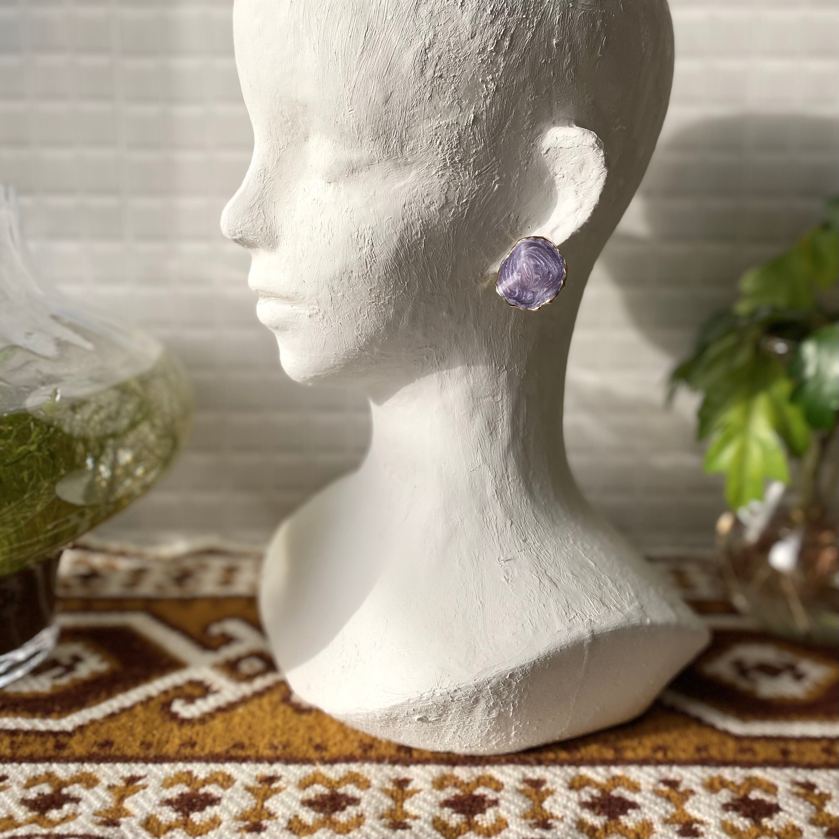 Vintage 80's purple enamel earring レトロ ヴィンテージ パープル エナメル イヤリング