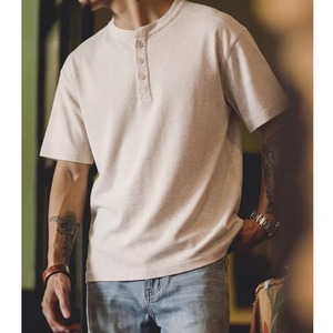 ヘンリーネック ルーズ切替Tシャツ 2カラー 11385