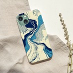 受注生産 iPhoneケース ネイビーインクの流線アート｜抽象柄 PABS002B
