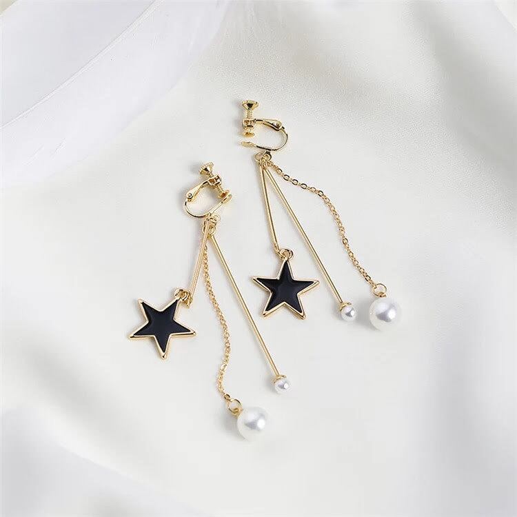 星×チェーンパール ピアスorイヤリング ゴールド | LILIANA