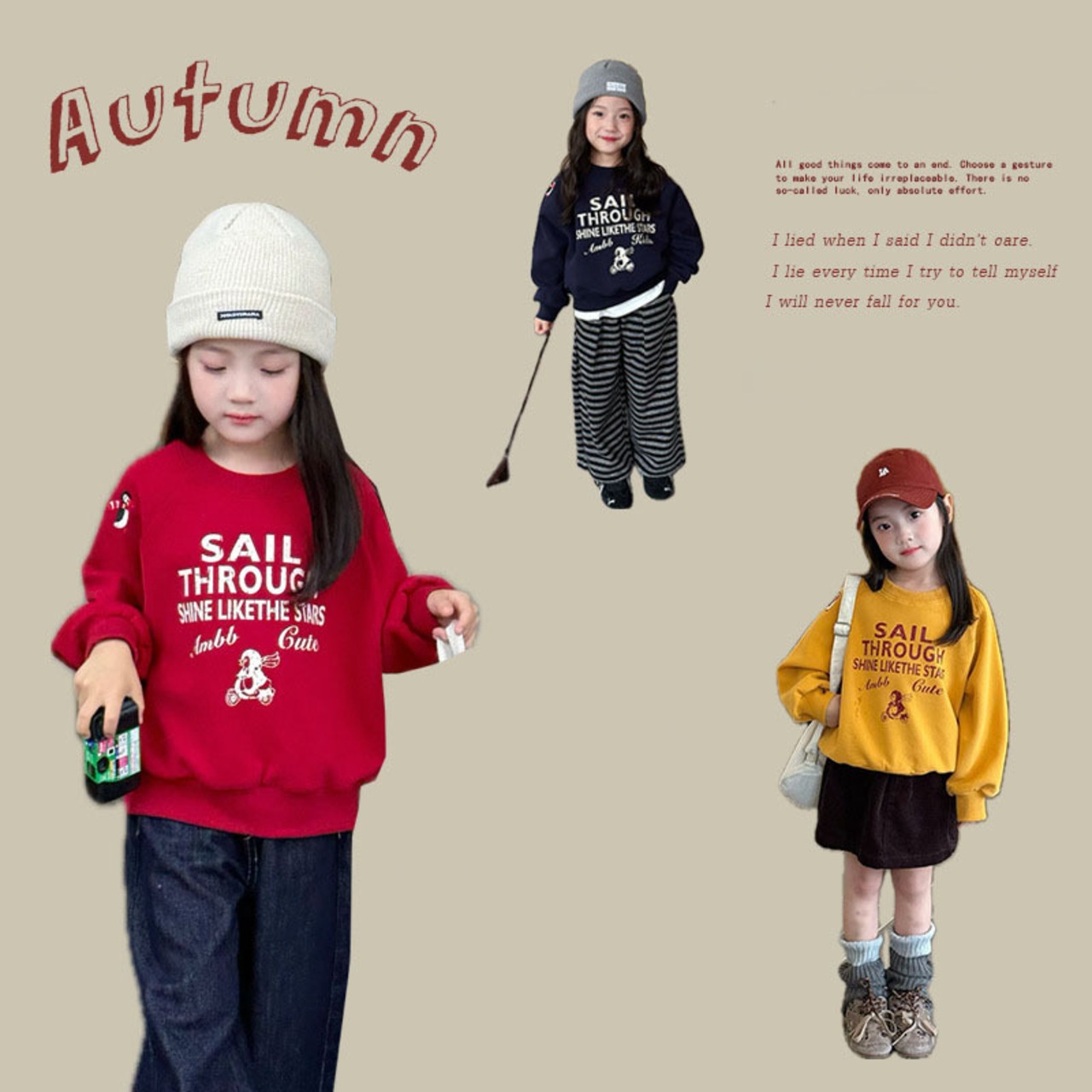 秋ペンギン&英字プルオーバー