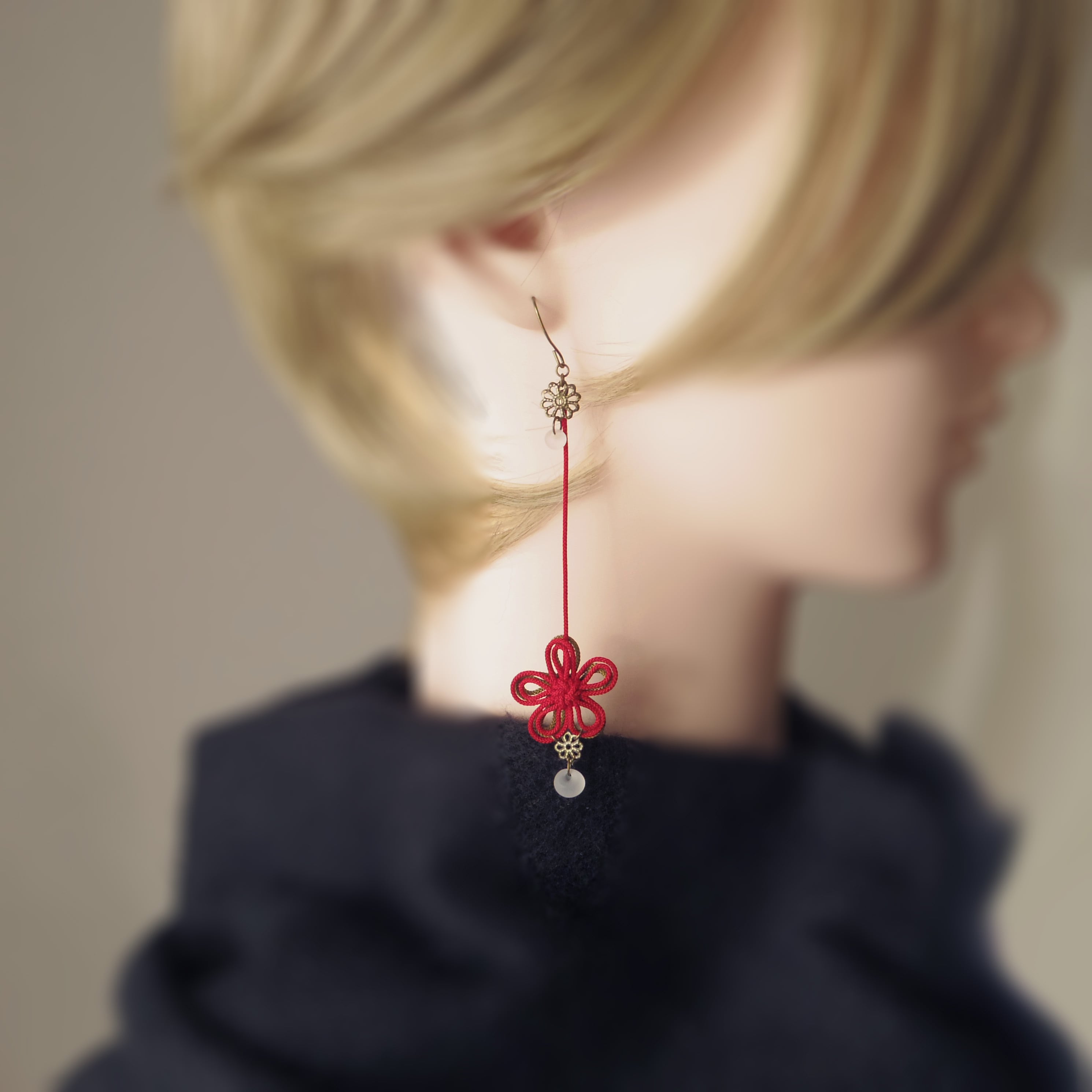 【新作】ピアス「賑ふくら」(赤×カーキ)