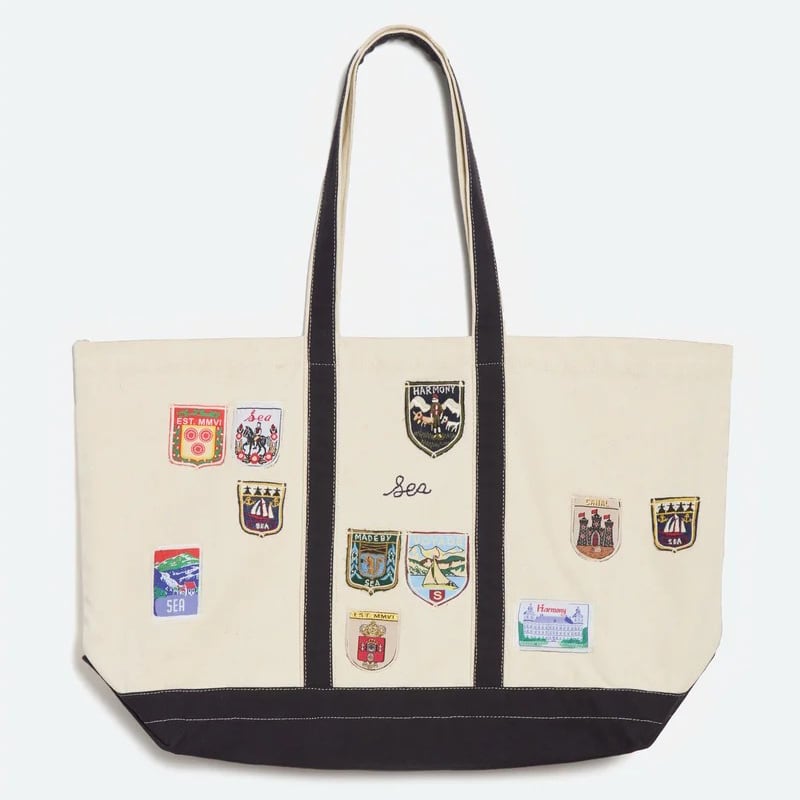 SEA NY DAVIS PATCHWORK TOTE BAG NAVY
