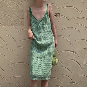 Green camisole long dress　2litr01737