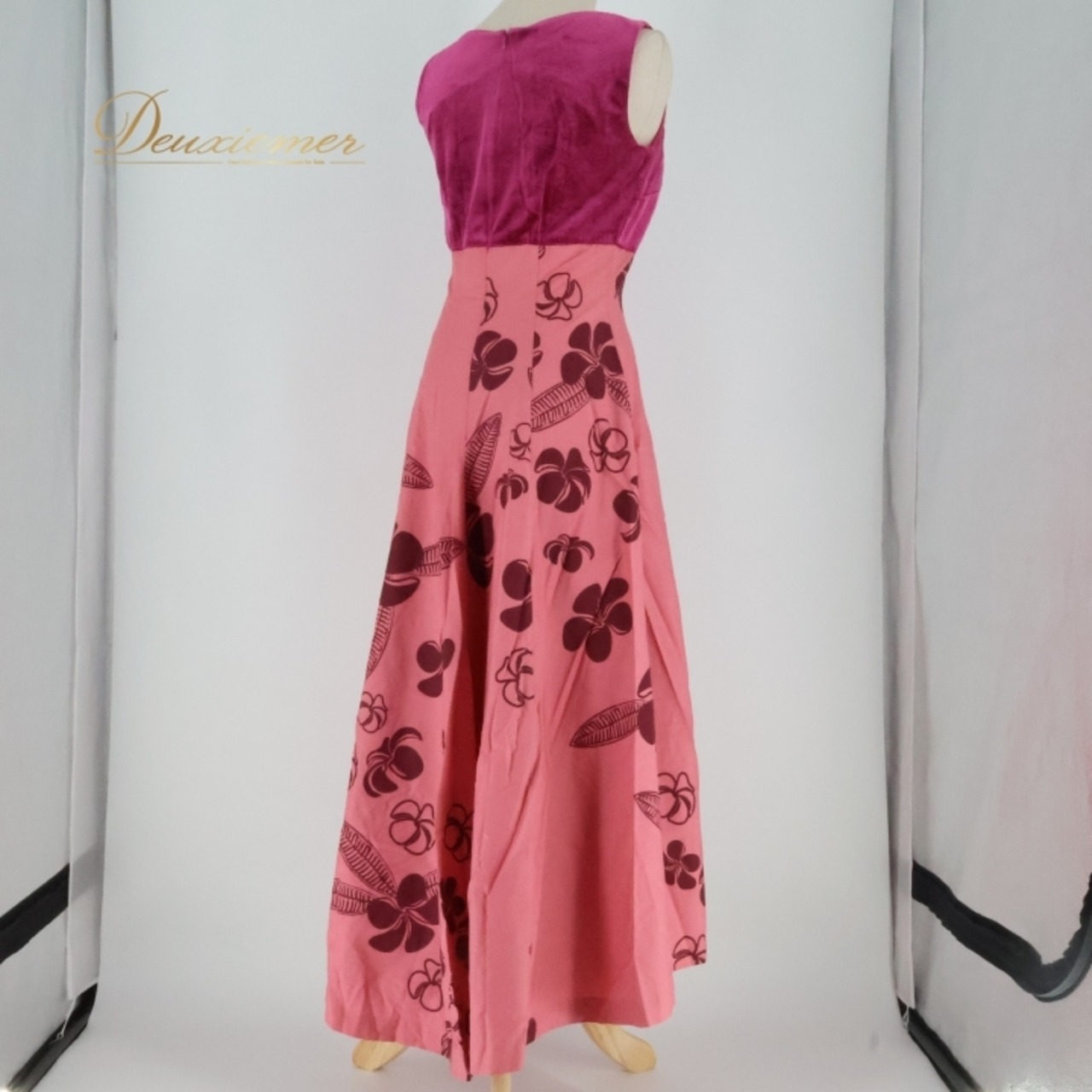 フラダンス 衣装 ワンピース ドレス ファンシードレス ピンク系 FANCY DRESS ベロア アシンメトリー ノースリーブ ワントーン かわいい 上品 高級感 華やか 鮮やか 明るい 紫 ハワイアン アロハ ハワイアンプリント フラ ダンス レッスン 練習