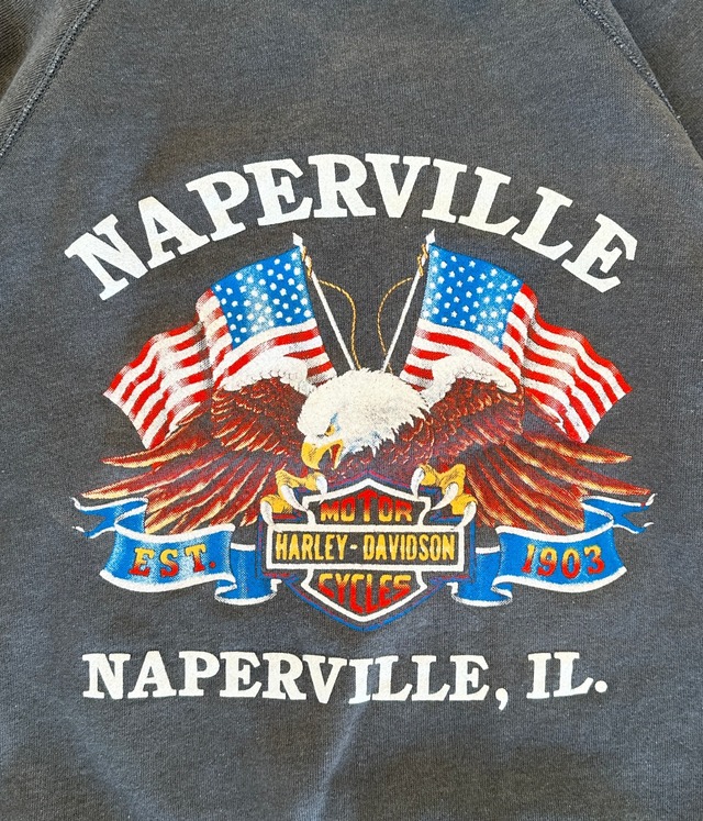-Harley Davidson- Vintage 80s L 3D Emblem Print Sweat made in USA