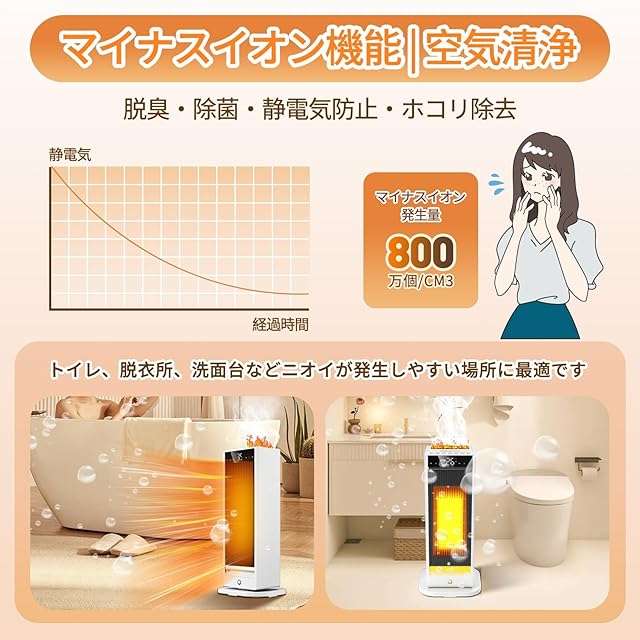 セラミックヒーター 3in1デザイン【暖房・超音波加湿機能・人感