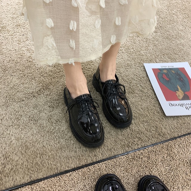 レザースタンダードスカート レッドカジュアルレースシングル 靴 シューズ レトロ フェイクシューズ99078735518