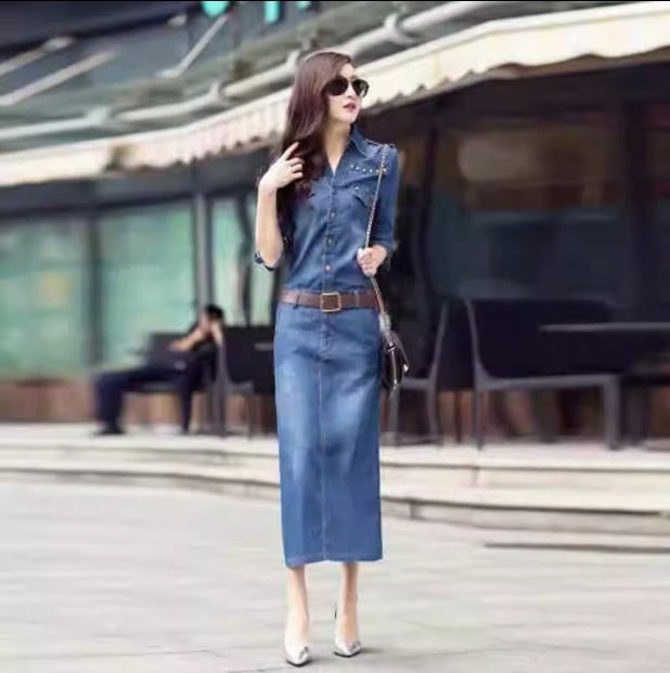 ワンピース レディース 秋 ポロ襟 スリムシルエット Aライン