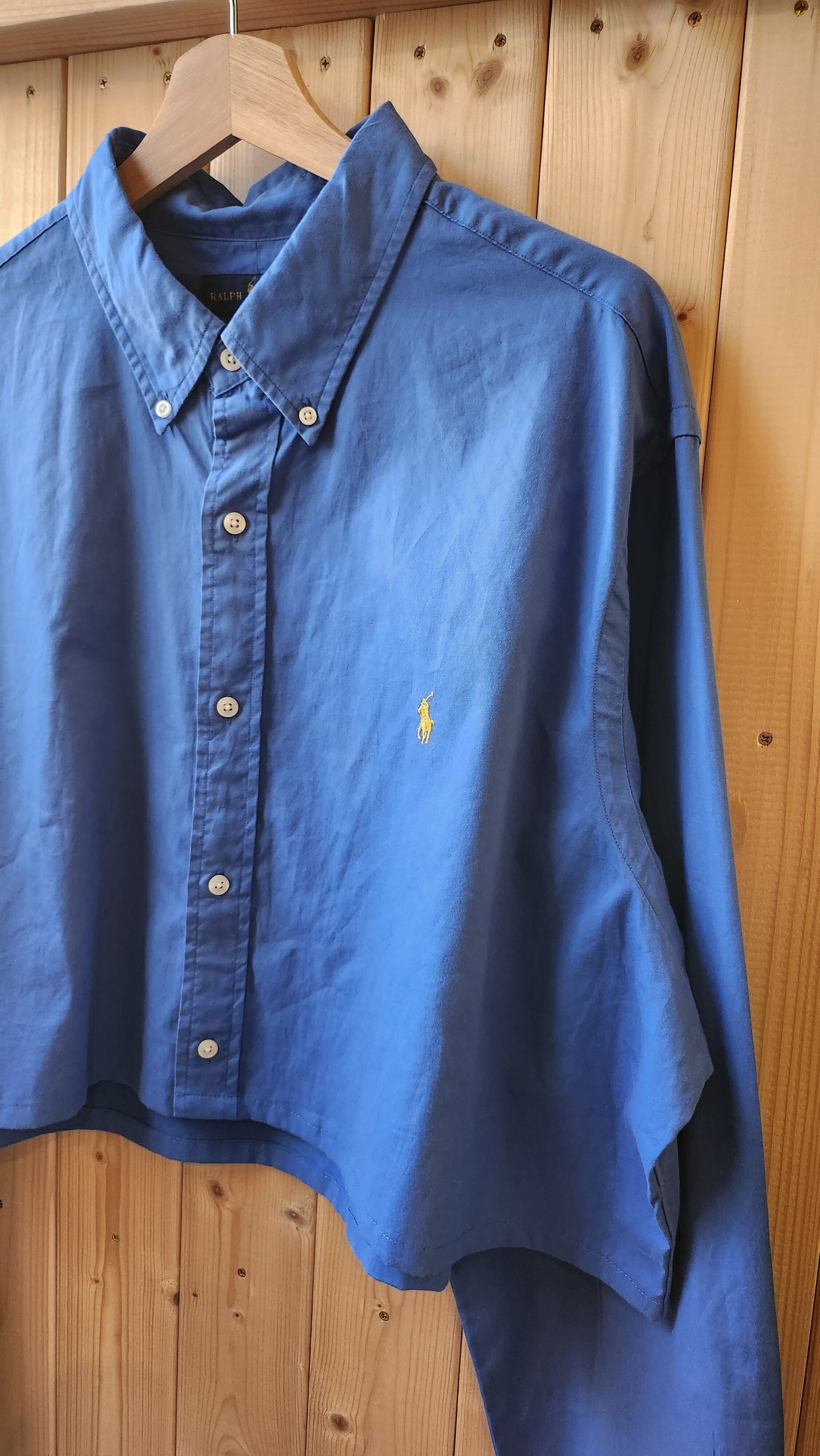Ralph Lauren リメイクシャツ ネイビー RALPH LAUREN リメイク 短丈シャツ 青 XL | vintage. lab