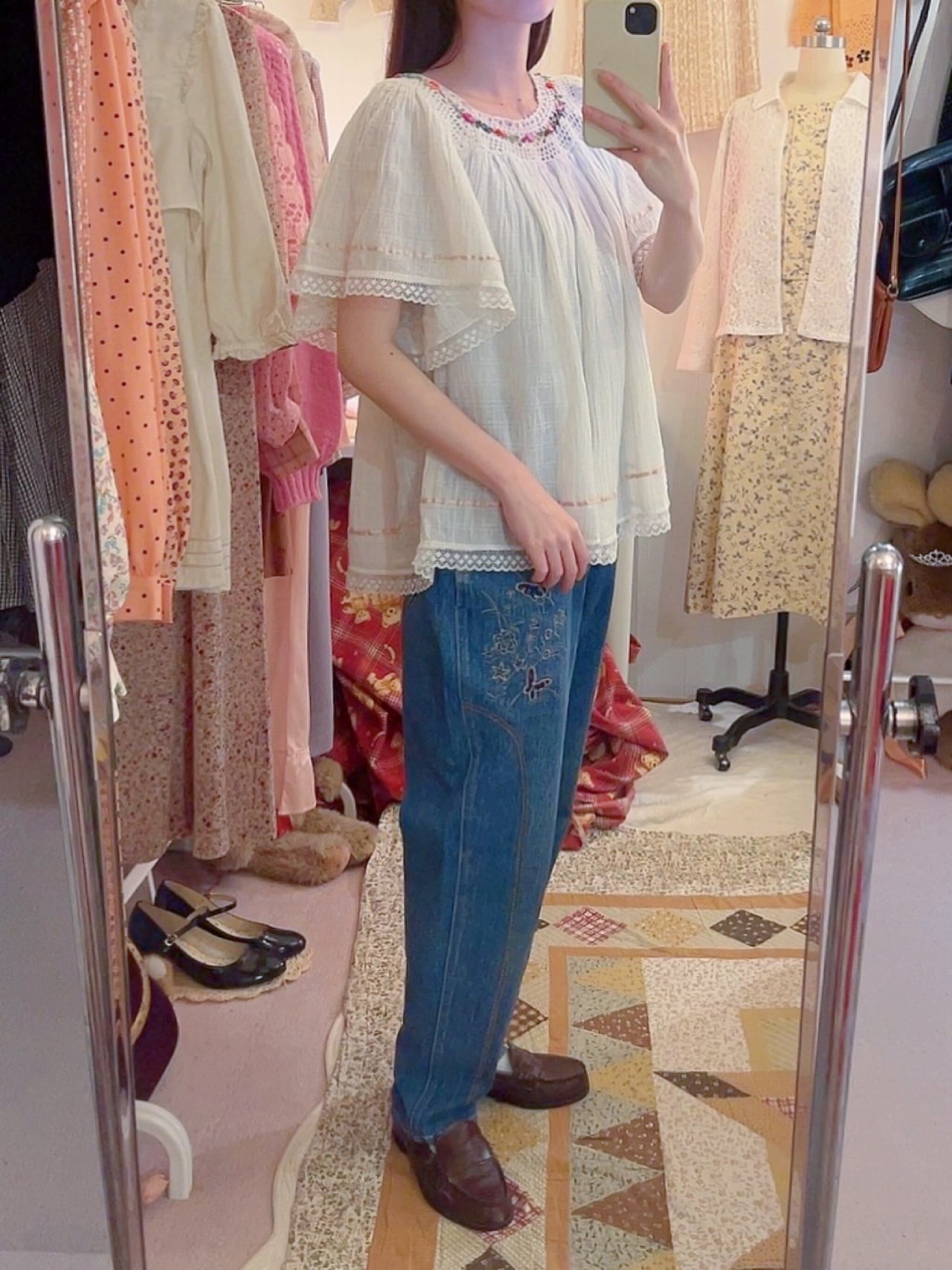 crochet ribbon bohemian blouse