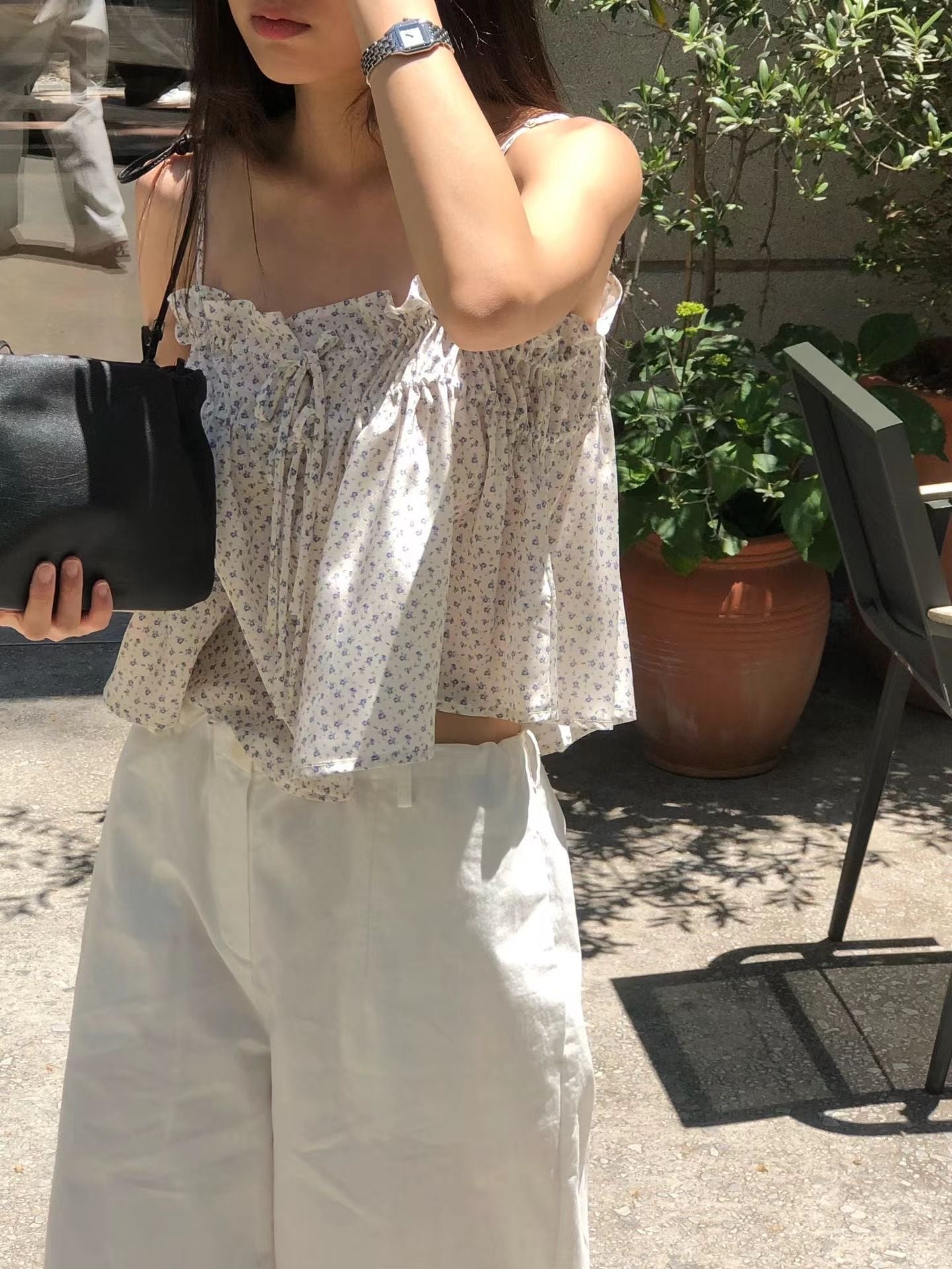 (予約) ounce / Flower Ribbon blouse