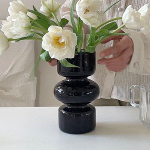 【新着特価】ＧＵＬＡＹＩ花瓶 一輪挿しガラスフラワーベース 花器 ガラス花瓶 おしゃれ 北欧 透明 ガラスベース ガラスボトル アレンジ インテリア雑貨 インテリア飾り (ブラック-19cm)