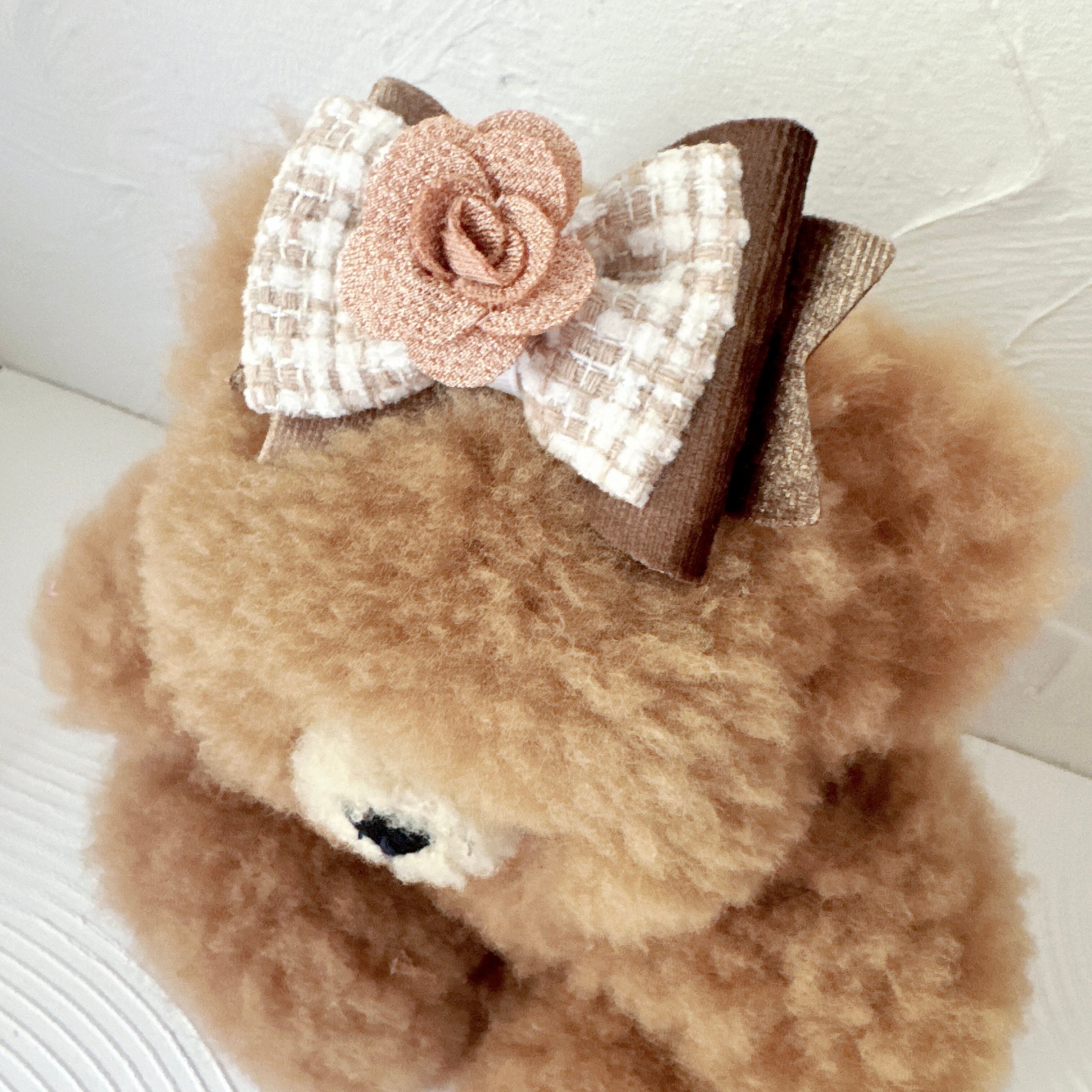 お花付き小さめリボンヘアバンド(後ろ支え付き)