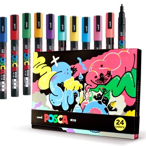【在庫処分】三菱鉛筆 uni ポスカ POSCA 水性ペン 水性マーカー 日本製 カラーペン 細字 PC-3M 全24色セット