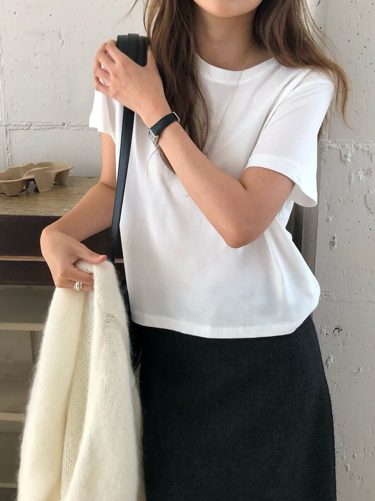 (予約) verveine / Brush cotton crop tee / 4color